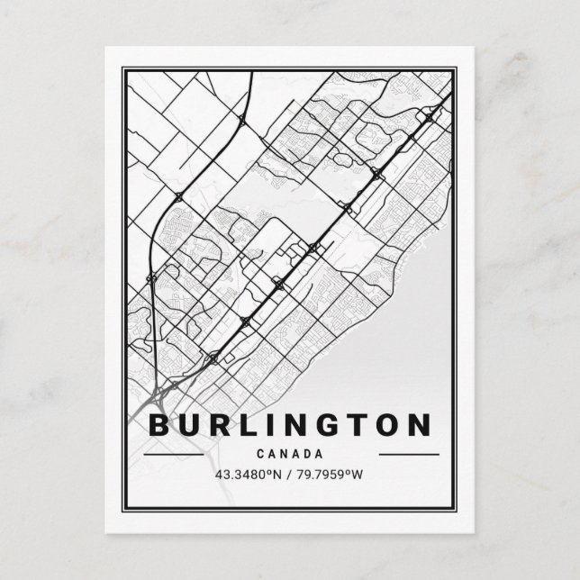 Postal Burlington Ontario Canada Travel City Map (Anverso)