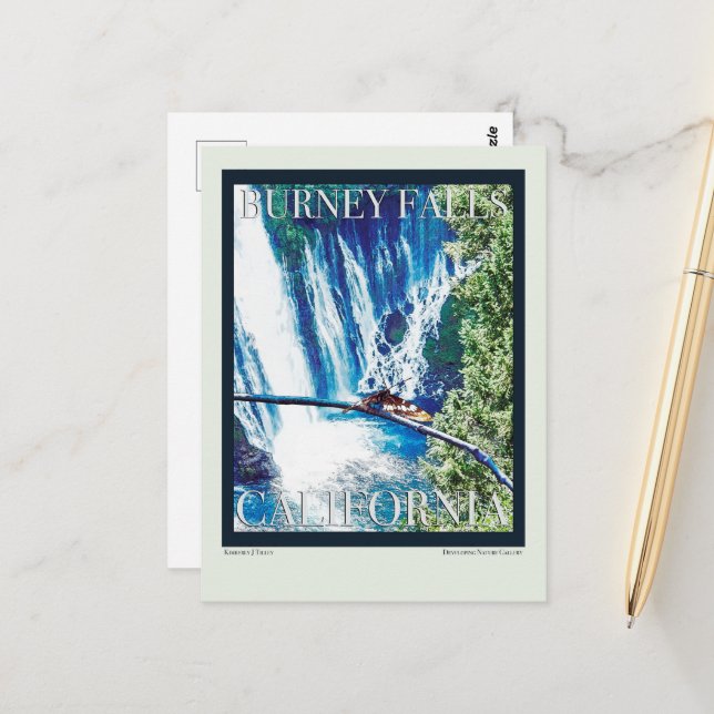 Postal Burney Falls, Poster de CA (Anverso/Reverso In Situ)