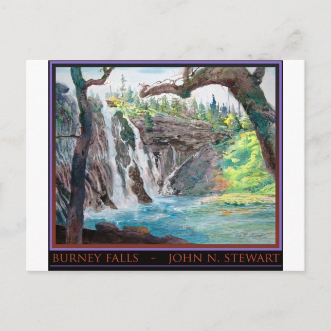 Postal Burney Falls Watercolor (Anverso)