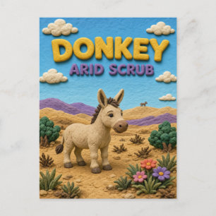 Postal Burro, Arte de Arcilla de Matorral Árido