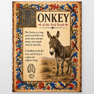 Postal Burro, Arte de Bestiario Medieval