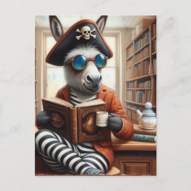 Postal Burro con café (Anverso)