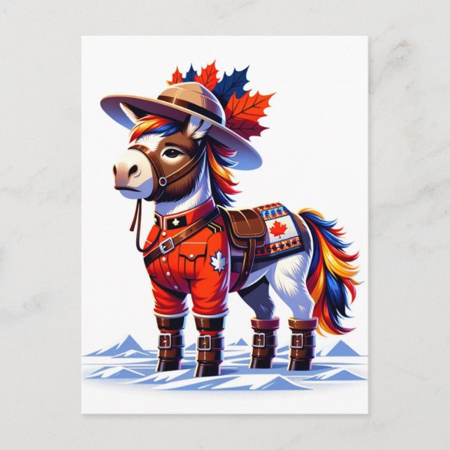 Postal Burro divertido con tema de Canadá (Anverso)