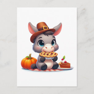 Postal Burro Dulce Come Tarta De Acción De Gracias