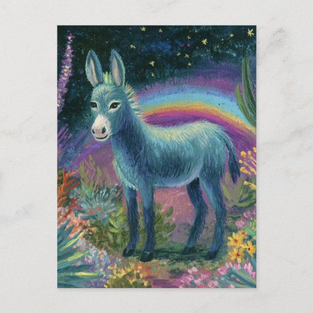 Postal Burro Hermoso de Noche (Anverso)