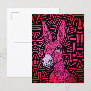 Postal Burro Tribal de Neón – Arte de Pared Audaz y Psico