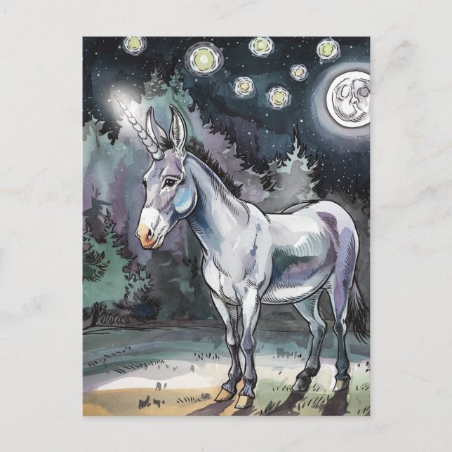 Postal Burro Unicornio Adorable (Anverso)