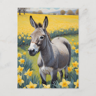 Postal Burro vibrante y folletos amarillos