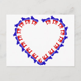 Postal Burros democráticos en el corazón