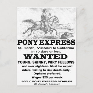 Postal Buscado piloto de Pony Express