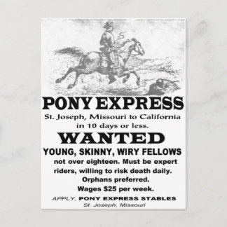 Postal Buscado piloto de Pony Express