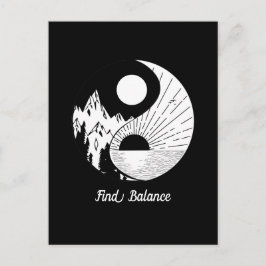 Postal Buscar equilibrio Zen Yin Yang blanco negro