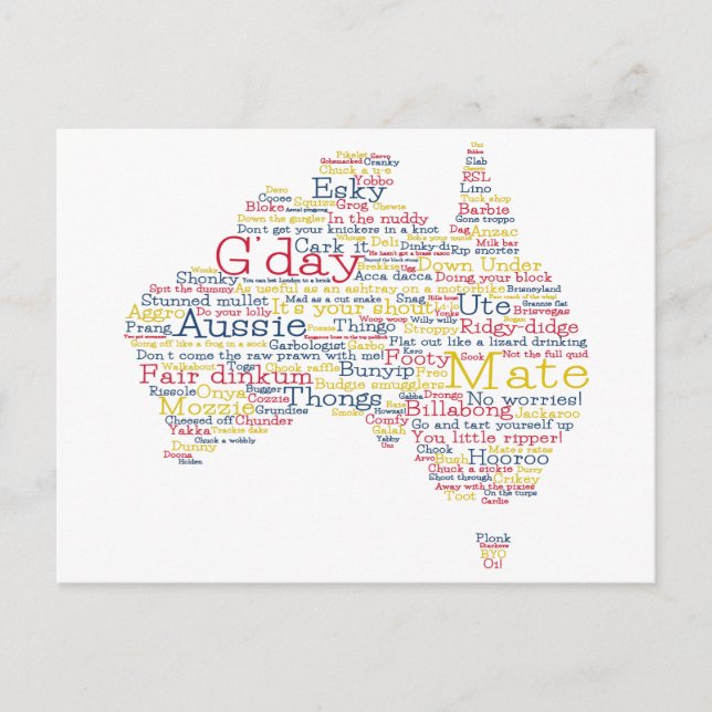 Postal Bushfire Edición Especial Mapa de argot australian (Anverso)