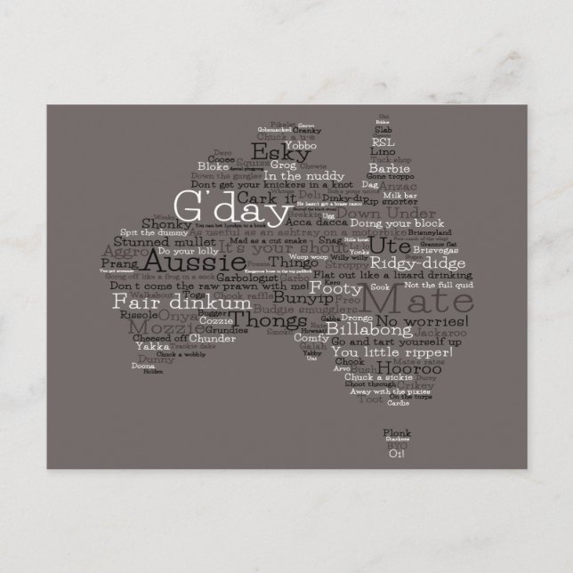 Postal Bushfire Edición Especial Mapa de argot australian (Anverso)