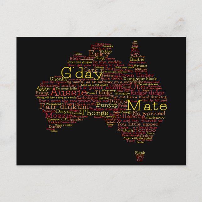 Postal Bushfire Edición Especial Mapa de argot australian (Anverso)