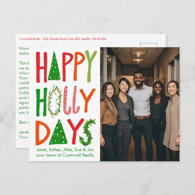 Postal Business Corporate Christmas Holiday CUSTOM Photo  (Anverso / Reverso)