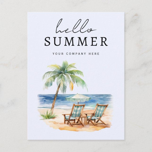 Postal Business Hello Summer Beach personalizado (Anverso)