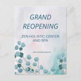 Postal Business Spa Salon Abriendo Eucalyptus Verde azula