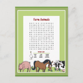 Postal Búsqueda de palabras de animales de granja