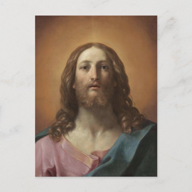 Postal Busto del Cristo salvador Mundi de Guido Reni (Anverso)