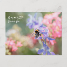 Postal "Busy as a Little Bumble Bee" Soft Pastel Flowers