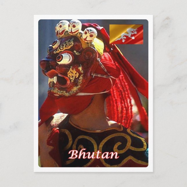 Postal Bután - Baile mascarado - (Anverso)