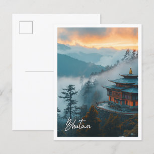 Postal Bután hermoso lugar turístico