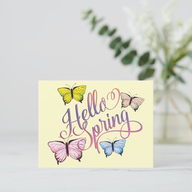 Postal Butfly Hello Spring (Anverso de pie)