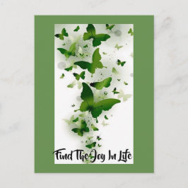 Postal Butterfies oscuros verdes y grises