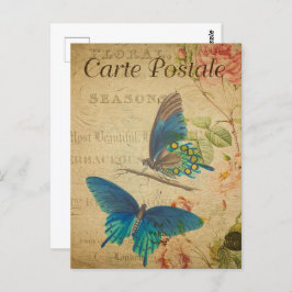 Postal Butterflies azul de bonito