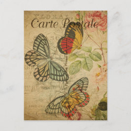 Postal Butterflies estilo vintage Cartuela francesa posta