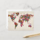 Postal Butterflies Map of the World Map (Anverso/Reverso In Situ)