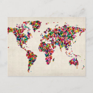 Postal Butterflies Map of the World Map