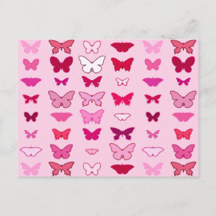 Postal Butterflies, shades of pink and fuchsia