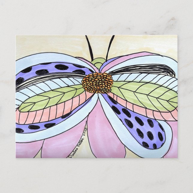 Postal Butterfly Flower Postcard (Anverso)