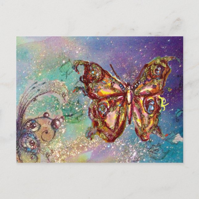 POSTAL BUTTERFLY IN GOLD SPARKLES (Anverso)
