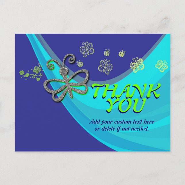 Postal Butterfly Wind Dance Gracias Postcard (Anverso)
