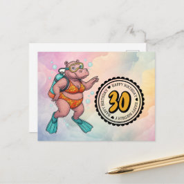 Postal Buzo de hipopótamo cumpleaños 30 