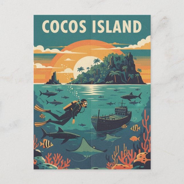 Postal Buzo de la Isla del Coco (Anverso)