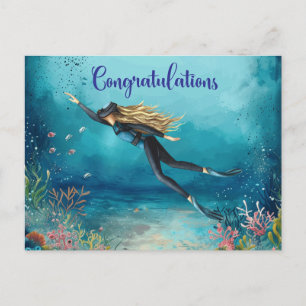 Postal Buzo Felicitaciones buceando bajo el mar