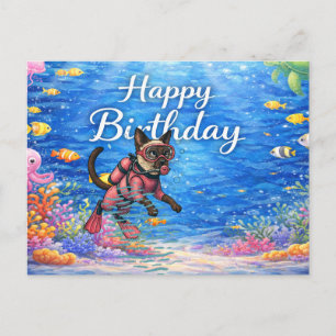 Postal Buzo Feliz Cumpleaños submarino