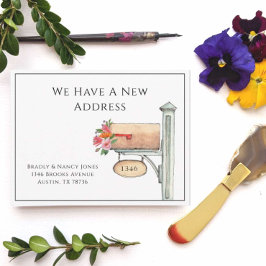 Postal Buzón de acuarela con flores