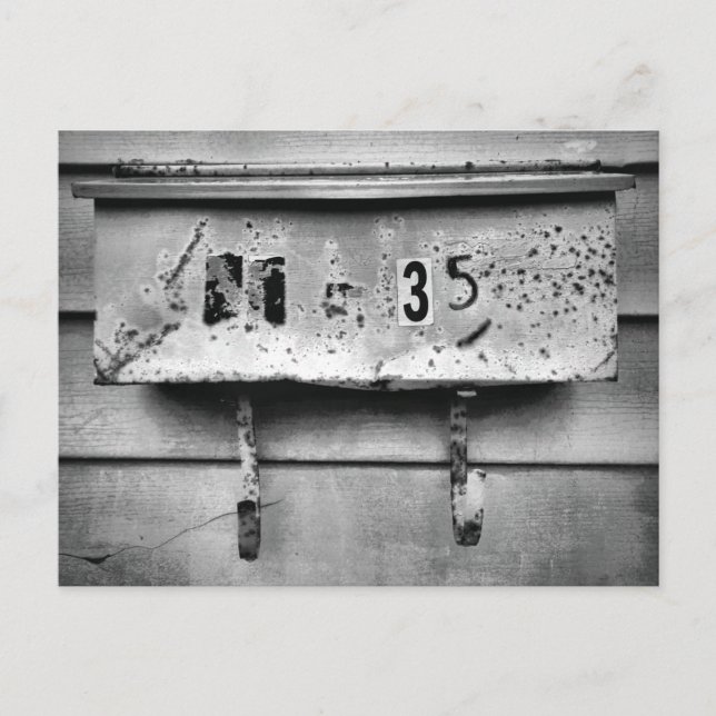 Postal Buzón de correo maltratado antiguo aguantado blanc (Anverso)