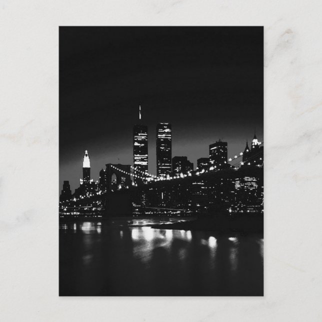 Postal BW Nueva York de noche (Anverso)