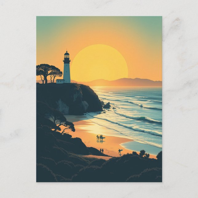 Postal Byron Bay Australia Retro Viaje Faro (Anverso)
