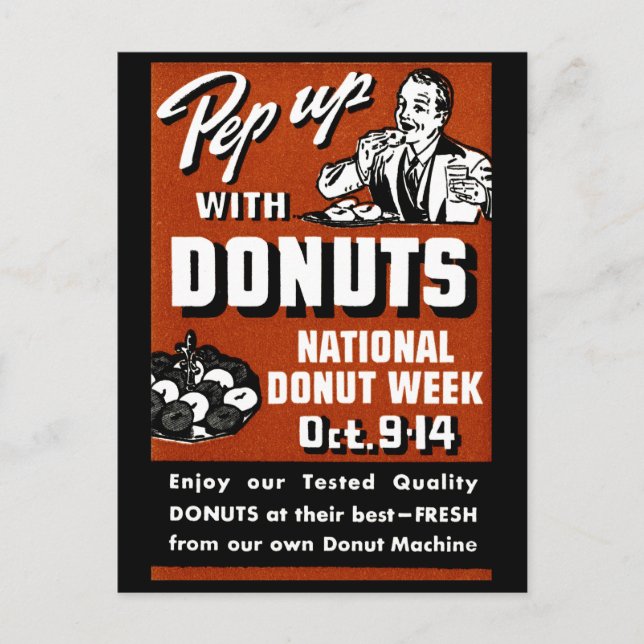 Postal C. 1935 Pep Up with Donuts Poster (Anverso)