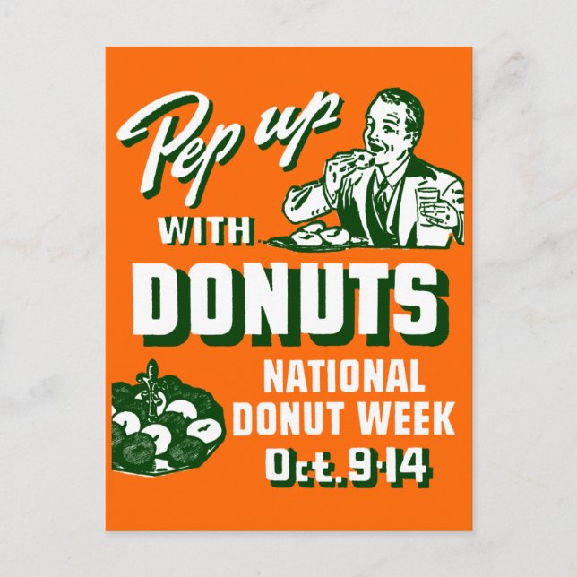 Postal C. 1935 Pep Up with Donuts Poster (Anverso)