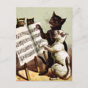 Postal C. 19. Cantando gatos