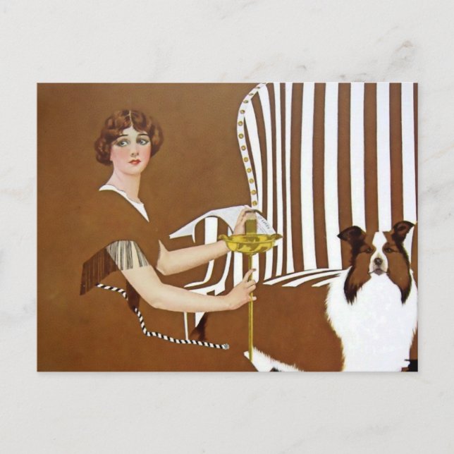 Postal C Coles Phillips “Dama y Collie” Fadeaway Girl (Anverso)