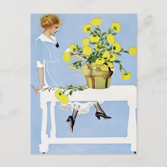 Postal C Coles Phillips ‘Fadeaway Girl’ “Ramo Amarillo” (Anverso)